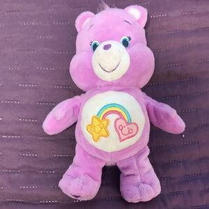 Care Bears Lavender Plush with Rainbow and Heart Vintage